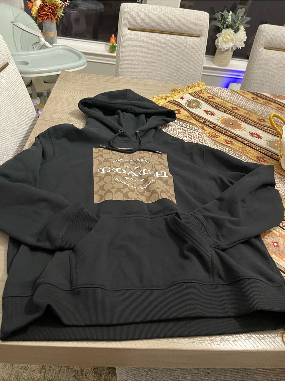 Coach women’s Black Hoodie with Signature Logo Patch